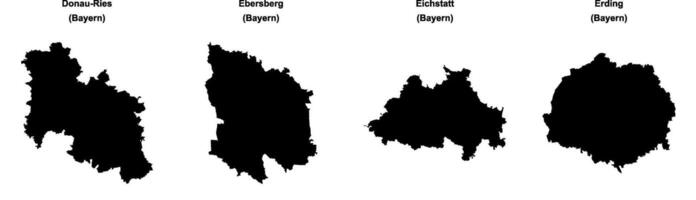 Donau Ries, Ebersberg, Eichstatt, Erding outline maps vector