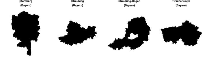 Starnberg, Straubing, Straubing Bogen, Tirschenreuth outline maps vector