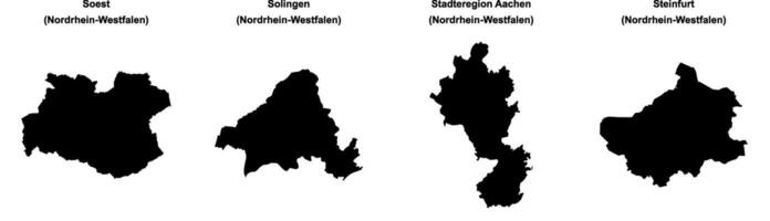 Soest, Solingen, Stadteregion Aachen, Steinfurt outline maps vector