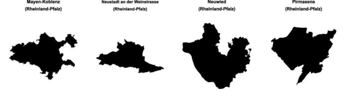 Mayen Koblenz, Neustadt an der Weinstrasse, Neuwied, Pirmasens outline maps vector