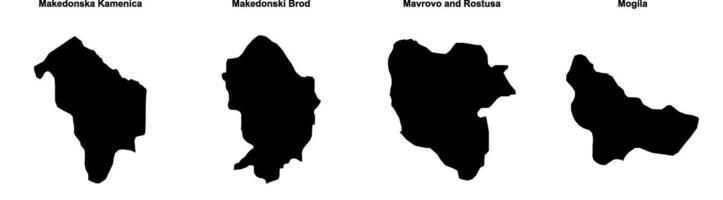 Makedonska Kamenica, Makedonski Brod, Mavrovo and Rostusa, Mogila outline maps vector