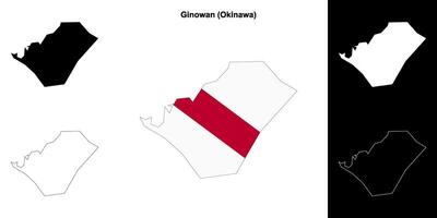 Ginowan, Okinawa outline map set vector