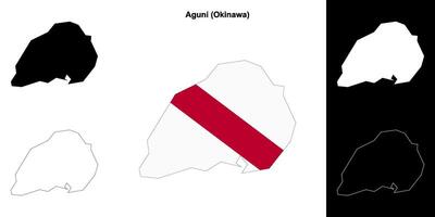 Aguni, Okinawa outline map set vector