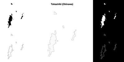 Tokashiki, Okinawa outline map set vector