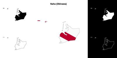 Naha, Okinawa outline map set vector