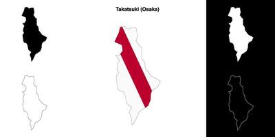 Takatsuki, Osaka outline map set vector