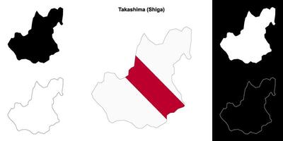 Takashima, Shiga outline map set vector