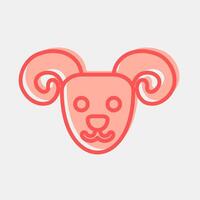 Icon aries the ram. Zodiac horoscope elements. Icon in two tone style. vector