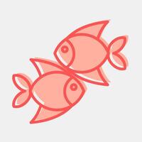 Icon pisces the fishes. Zodiac horoscope elements. Icon in two tone style. vector