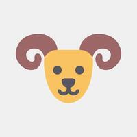 Icon aries the ram. Zodiac horoscope elements. Icon in flat style. vector