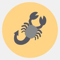 Icon scorpio the scorpion. Zodiac horoscope elements. Icon in color mate style. vector