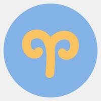 Icon aries. Zodiac horoscope elements. Icon in color mate style. vector