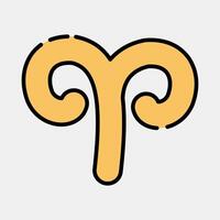 Icon aries. Zodiac horoscope elements. Icon in filled line style. vector