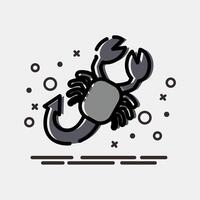 Icon scorpio the scorpion. Zodiac horoscope elements. Icon in MBE style. vector
