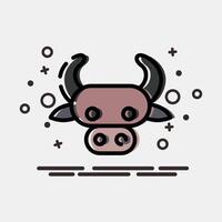 Icon taurus the bull. Zodiac horoscope elements. Icon in MBE style. vector