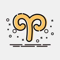 Icon aries. Zodiac horoscope elements. Icon in MBE style. vector