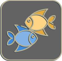 Icon pisces the fishes. Zodiac horoscope elements. Icon in embossed style. vector