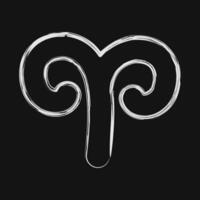 Icon aries. Zodiac horoscope elements. Icon in chalk style. vector