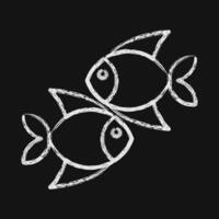 Icon pisces the fishes. Zodiac horoscope elements. Icon in chalk style. vector