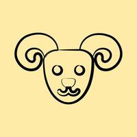 Icon aries the ram. Zodiac horoscope elements. Icon in hand drawn style. vector