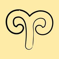 Icon aries. Zodiac horoscope elements. Icon in hand drawn style. vector