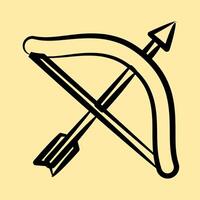 Icon sagitarius the archer. Zodiac horoscope elements. Icon in hand drawn style. vector