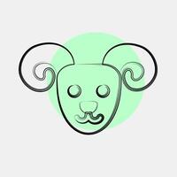 Icon aries the ram. Zodiac horoscope elements. Icon in color spot style. vector