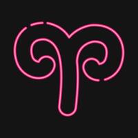 Icon aries. Zodiac horoscope elements. Icon in neon style. vector