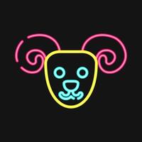 Icon aries the ram. Zodiac horoscope elements. Icon in neon style. vector