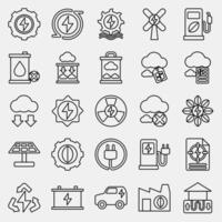Icon set of renewable energy. Renewable energy elements. Icon in line style. vector