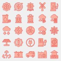 Icon set of renewable energy. Renewable energy elements. Icon in two tone style. vector