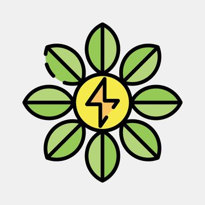 Icon power of nature. Renewable energy elements. Icon in filled line style.