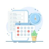 Planning App Concept. Calendar, schedule, appointment. Business Task Management. priority, important, reminder days on calendar. productivity concept. flat cartoon style design illustration. vector