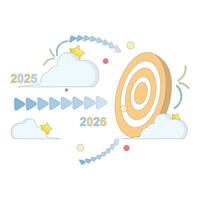 next year resolution concept. Next year business planning. Goals for 2026, year 2026 and thoughts about the future. process or progress and improvement. flat design illustration in the background. vector