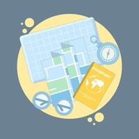 Map concept with straight pins, GPS Pointer Marker, Map navigation. Route planning, location tracking. City map with GPS pins. Perspective city view navigation. GPS and Navigation vector