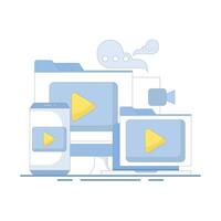 Global access for everyone. watch . Entertainment media player image concept. live digital network television broadcast. live streaming via social media channels. flat design. vector