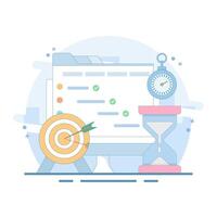 Project Management Concept or Managing a project. strategic plan to manage resources for development, software development planning, gantt chart for work deadline concept. flat design. vector