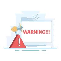 Concept of warning system, notification in case of danger and error. danger sign or alarm. system error notification. protection and prevention system. flat design illustration in the background. vector