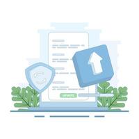 Update process concept. upgrade to the latest version. system upgrade, upgrade to the latest version of system software. Current updates and maintenance of devices and software. vector
