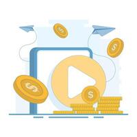 Social Media Concept with Live Streaming . Live streaming through social media channels. New creative content idea for entertainment content. Flat design illustration in the background. vector