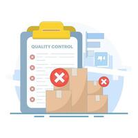 Quality control concept that directs product rejection during inspection. Rejecting product that does not meet quality standards. Product rejection or problem. Flat style illustration. vector
