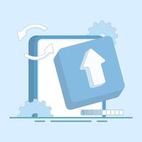 Update process concept. upgrade to the latest version. system upgrade, upgrade to the latest version of system software. Latest technology updates and maintenance of devices and software. flat design. vector