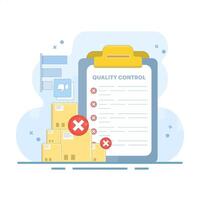 Quality control concept that directs rejected products during inspection. Rejecting products that do not meet quality standards. Product rejection or problems. Flat style design illustration. vector