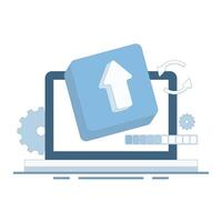 Update process concept. upgrade to the latest version. system upgrade, upgrade to the latest version of system software. Current technology updates and maintenance of devices and software. design. vector