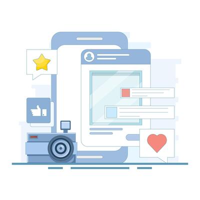 Social media concept. social media and digital marketing. social media for market research, advertising, marketing campaigns, communication for online websites. flat design illustration on background.