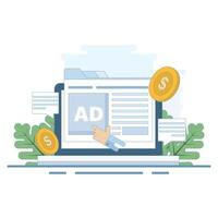 Website advertising, Cost per click. Clicking ads, pay per click for websites. PPC advertising strategies. Pay per click or cost per click websites make money online. design illustration. vector