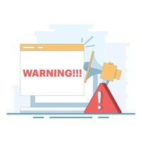 Concept of warning system, notification in case of danger and error. danger sign or alarm. system error notification. protection and prevention system. flat style illustration vector