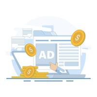 Website advertising, Cost per click. Advertising on the internet, clicking ads, pay per click for websites. Pay per click or cost per click websites make money online. PPC advertising strategies. vector
