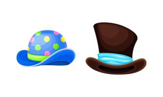 Carnival festive headgears set. Magician hats cartoon illustration vector