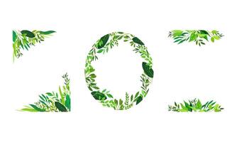 Collection of frames made of leaves. Green elegant natural borders of various shapes with copy space illustration vector